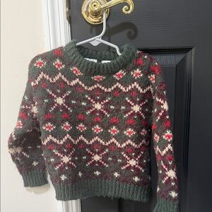 Zara Kids Green and Red Patterned Sweater